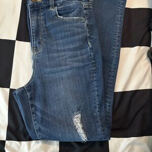 American Eagle Outfitters Dark Blue Distressed Skinny Jeans
